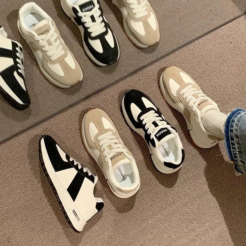 Moda Nowe Damskie Sneakersy Sznurowane Okrągły Nosek Damskie Casualowe Platformowe Sportowe Markowe Projektanckie Wulkanizowane Buty Zapatillas Mujer