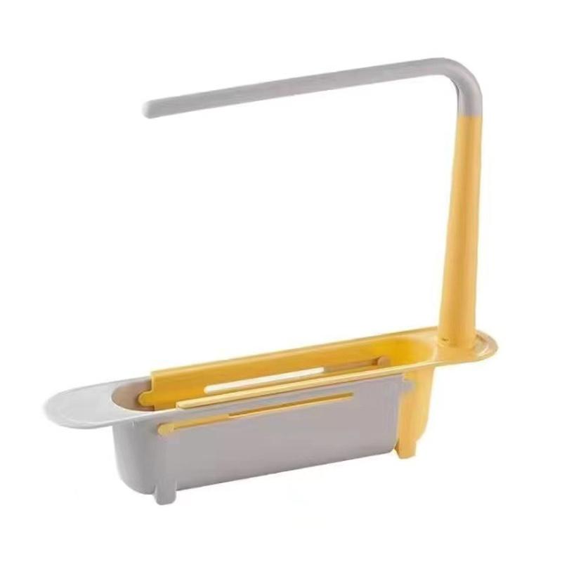 

1PC Telescopic Sink Shelf Kitchen Sinks Organizer Soap Sponge Holder Sink Drain Rack Storage Basket Kitchen Gadgets Accessories Tool жёлтый