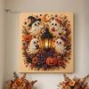 Festliche Kunst mit Kunstperlen für die Heimdekoration 2 Stück Halloween-Kunst, Geist Kürbis Hexe Krähe Malerei DIY Entspannendes Bastelset, 3D Schädel Basteln