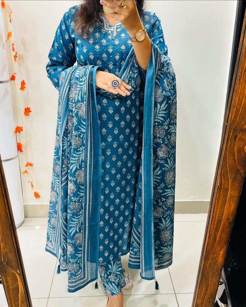 Indian Pakistani Designer Kurta Pant Dupatta Set Women Party Wear Bollywood Kurti Salwar Suit