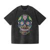 Vintage Washed Skull Unisex Oversized T-Shirt Streetwear Day of The Dead Tee