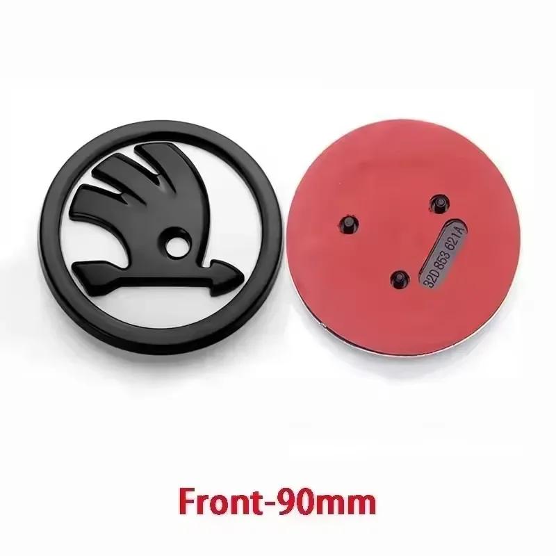 VYRC2 46/80/90mm Car Front Trunk Badge Steering Wheel Sticker for Skoda Logo Rapid Octavia Fabia Yeti Superb 2 3 Kodiaq Karoq