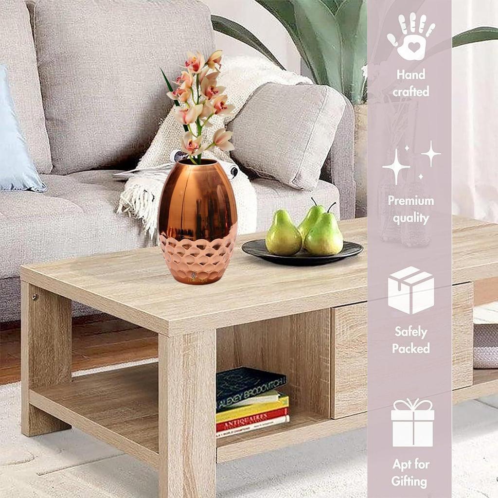 Luxury Gold Decorative Vase – 11 Inch Tall Iron Flower Vase with Honeycomb Design – Elegant Home Décor for Living Room, Office, and Dining Table