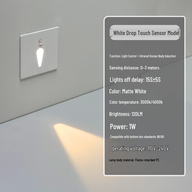 Ultracienka lampka nocna z czujnikiem magnetycznym do wbudowania typu 86 na schody i korytarze