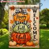 Linen Autumn Ghost Yard Flag Rustic Style Thanksgiving Lawn Flag Ghost Welcome Flag  Porch