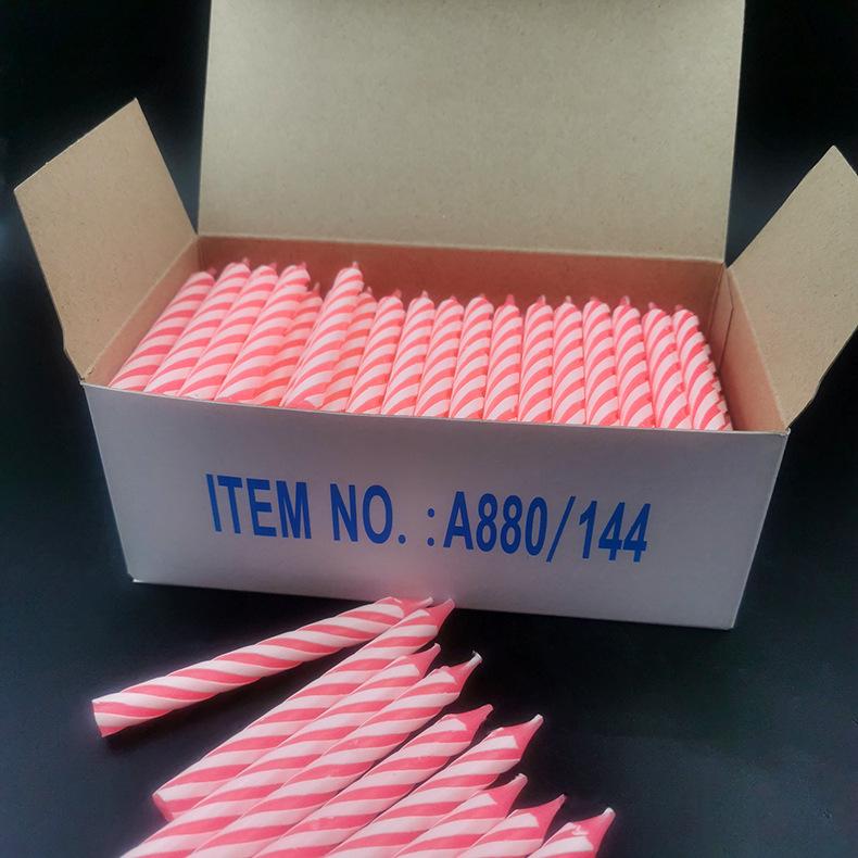 White Colored Thread Birthday Candles Creative Colorful Spiral Cake Decorative Candles 144 Packs Without Bottom Bracket