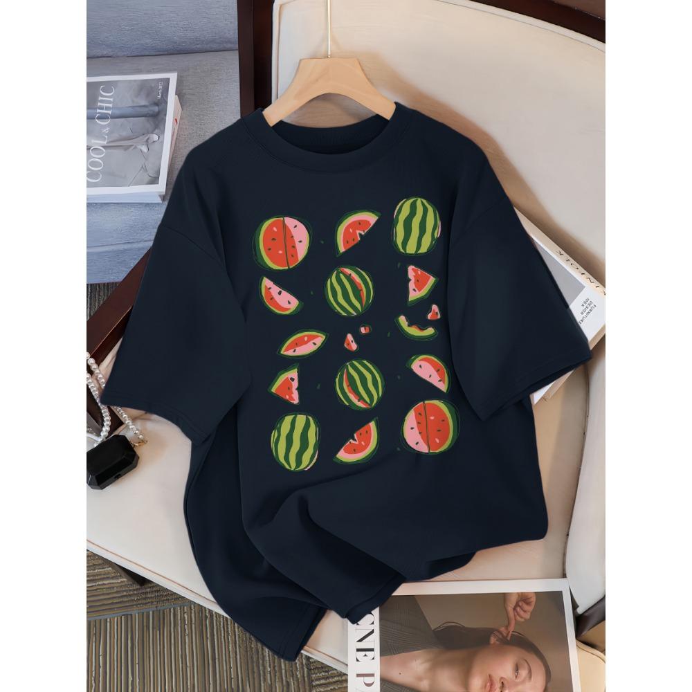 

Delicious Watermelon Cut Open Print T-Shirt Women Cotton Street T Shirts O-Neck Oversize Clothes Summer Short Sleeve 3XL