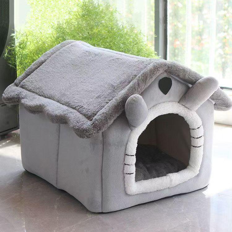 Cute Luxury Solid Summer Winter Cat Dog Pet Bed Tent Soft Plush Removable Washable