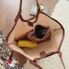 Straw Woven Tote Bag For Women Koreanstyle Large Capacity Beach Shoulder Bag With Pu Leather Trim Casual Commute Soft Handbag