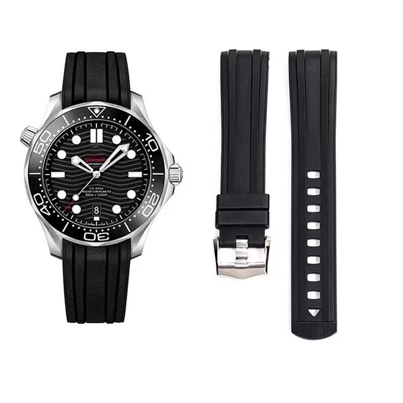 Omega Seamaster 300 Men's FKM Rubber Strap for De Ville Speedmaster Universe Watches