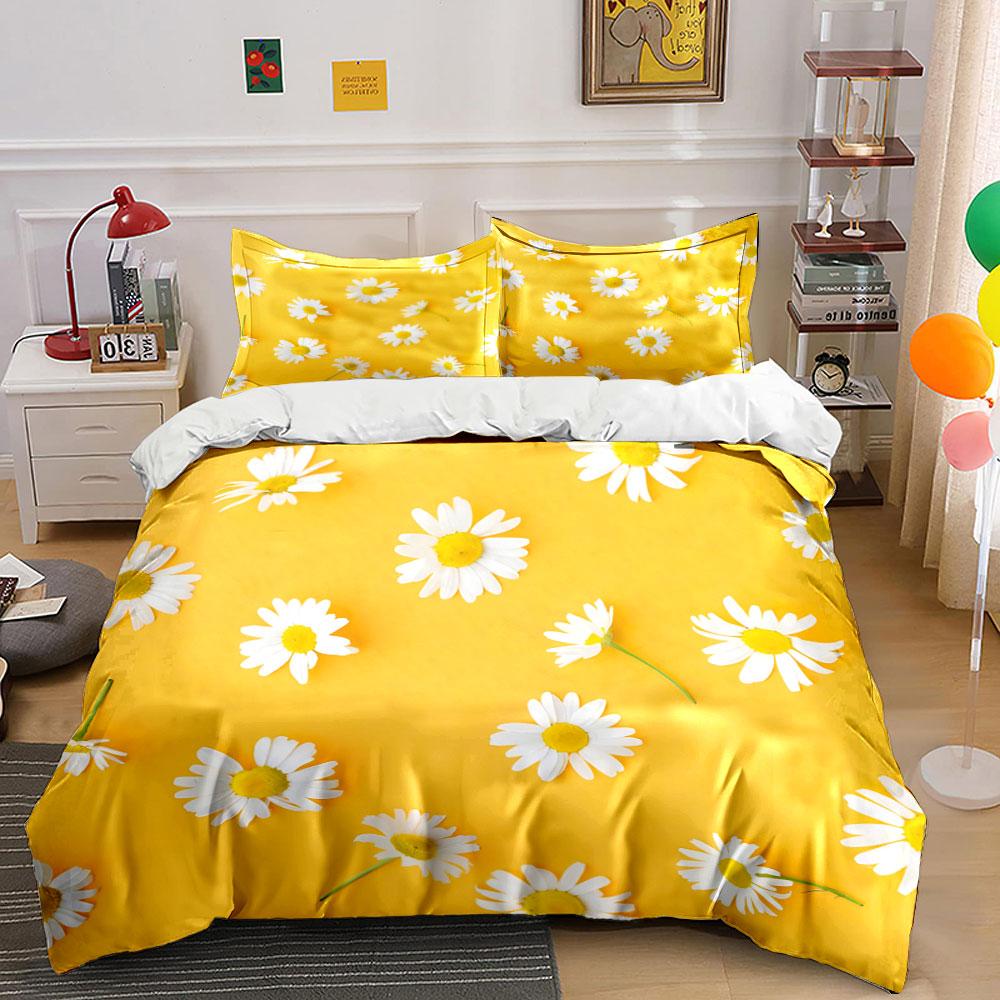 Bright Daisy Theme Decoration Set Exquisite Three-Piece Bedding Set Gift For Kids And Adults