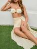 2025 European & American Style Bikini: Sexy Three-Piece Set with Bandeau, Slit Long Dress, and Swimwear for Women