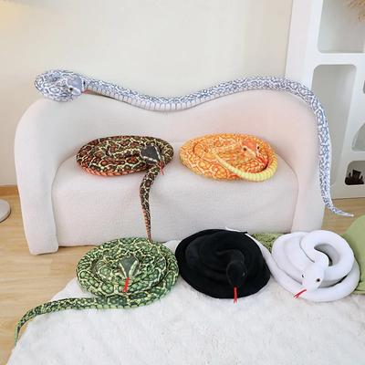 Peluche de serpiente pitón de la vida real, boa gigante, cobra, serpiente de peluche realista, almohada de peluche para niños, regalo de cumpleaños, decoración del hogar