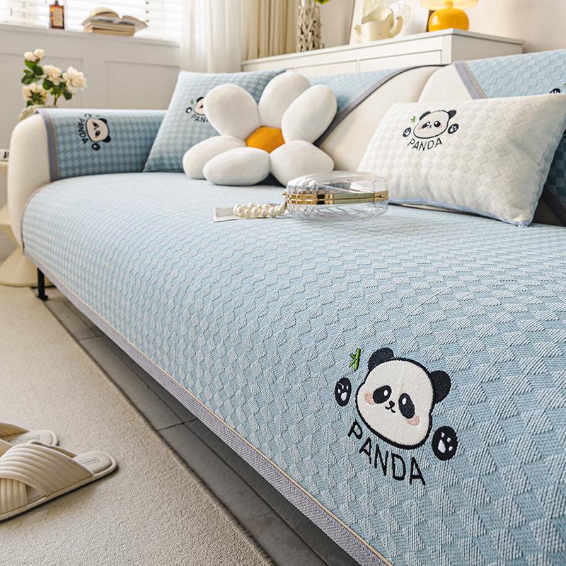 New Chenille Sofa Cushion Four Seasons Universal Cartoon Seat Cushion Fixed Non-Slip Straight Row Sofa Cover Cover Cloth