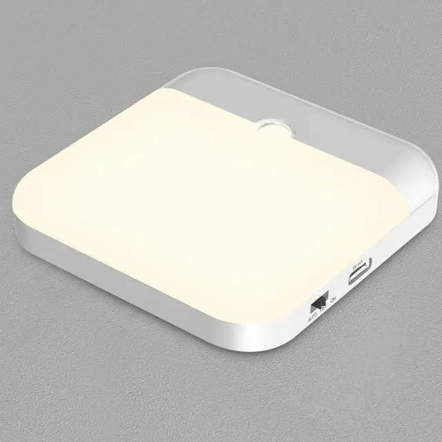 Motion Sensor Light Led Usb TYPE-C Charging Square Lamp for Bedroom Kitchen Stair Hallway Wardrobe Cupboard Lighting Night Light