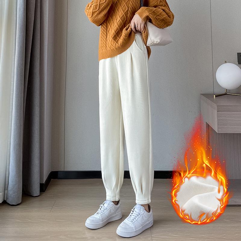 Women's Plus Size High Waist Harem Joggers - Spring/Autumn Slimming Cuffed Fleece Pants