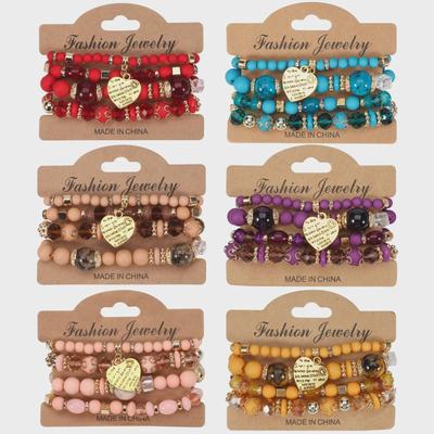 Bohemian Ocean-Inspired Crystal Love Pendant Bracelet for Women