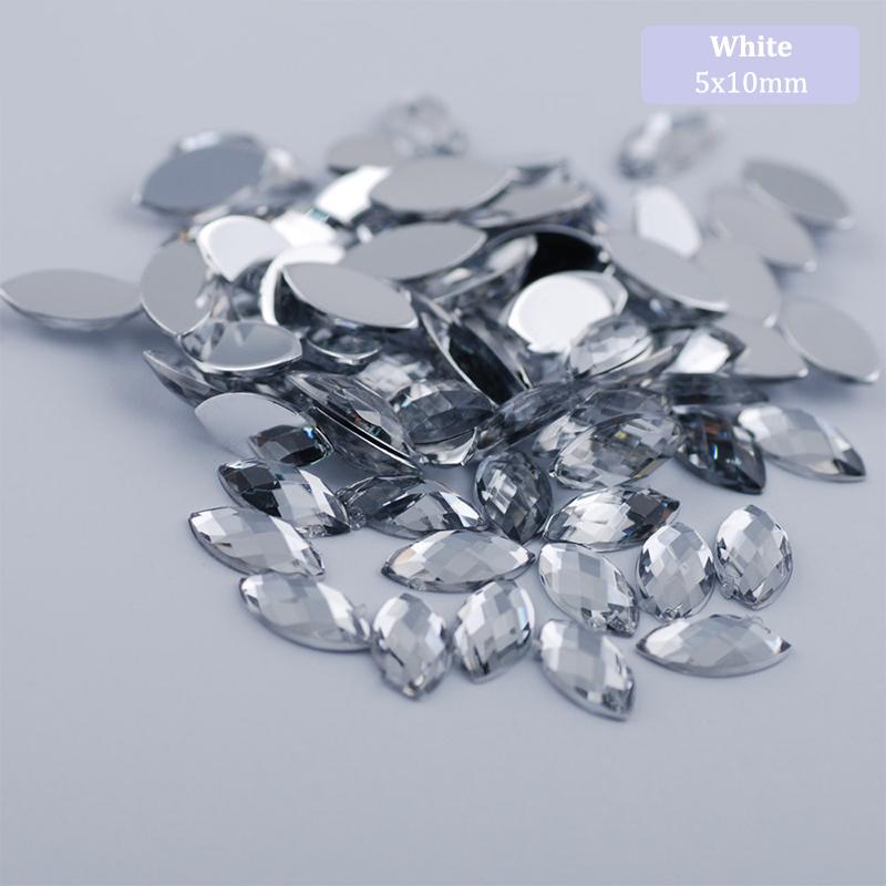 200Pcs Acrylic Eye Shape  Gems Glue On Diamond Stone Flatback
