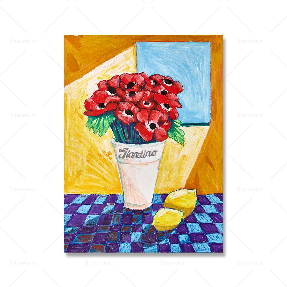 

Ретро Цветочные Книги Ваза Абстрактное Настенное Искусство Картина Холст Розы Натюрморт Плакат Печать Картина Скандинавская Кухня Комната Домашний Декор 21x30cm No Framed