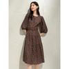 Annacau Elegant Geometric Print Chiffon Midi Dress