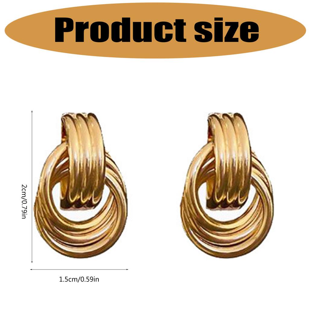 Dainties Double Hoops Earrings Gold and Silver Plated Comfortable Portable Statement Jewelry for Women Casual Wear