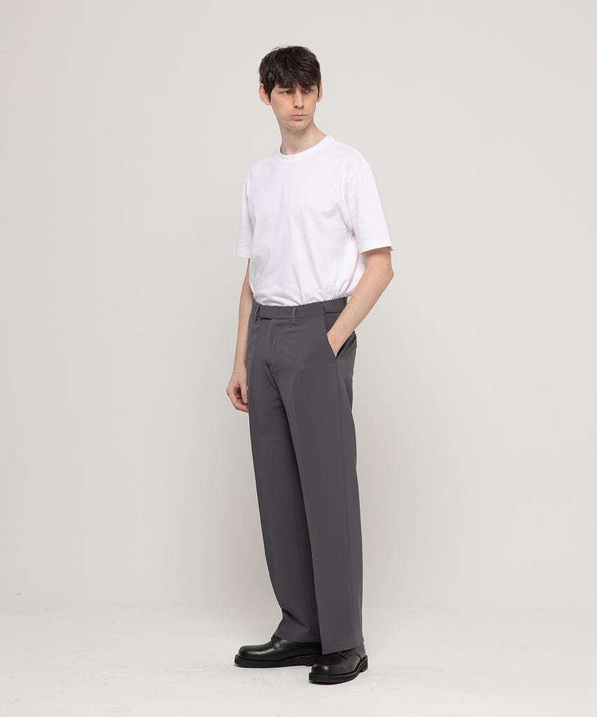 CHAMBROS Hidden Banding Semi-Wide Wrinkle-Free Slacks [Gray]
