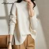 Korean Fashion Herbst Winter Frauen Casual Lose Pullover Halb Hohen Kragen Blau Beige Grün Gestrickte Pullover