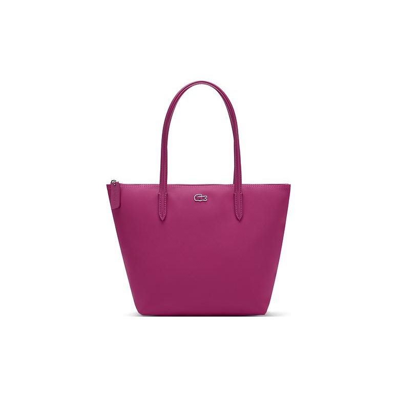 Lacoste Classic Embroidered Crocodile Logo Zipper Tote Bag Women tote bags Pink NF2037POM73 Sparrow Pink,Medium