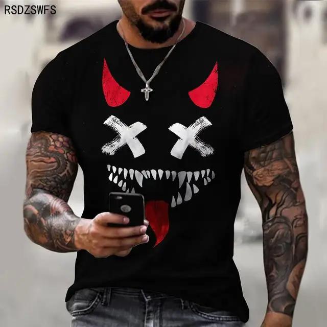 Funny Smiling Face Smiling Pattern Mens Tshirt 3D Print Trend Round Neck Short Sleeve Top Summer Leisure Breathable Pullover