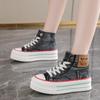 Jesienne Damskie Botki do Kostki 6cm Platforma Sneakersy Denim Buty Sportowe Skateboard Grube Damskie Casualowe Do Chodzenia Tenisówki 35-40