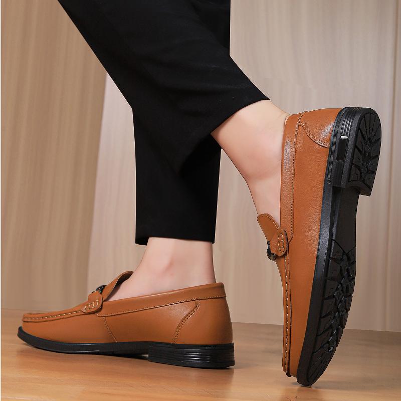 Fashion Men's Genuine Leather Loafers Business Male Casual Shoes Slip-On Comfortable Walking Shoes for Men Office Men's Dress Footwear