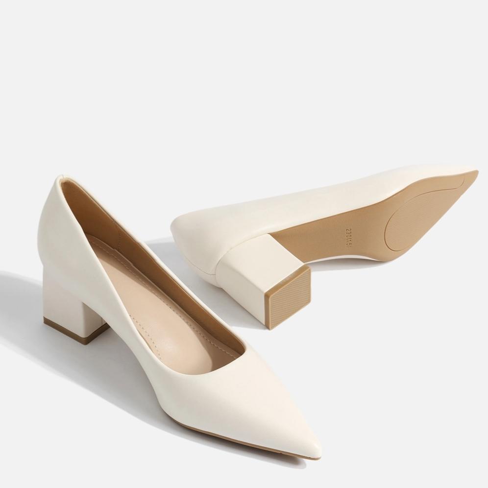 Módní Jednoduché Boty na Vysokém Podpatku, Temperamentní Jednoduché Boty s Ostrou Špičkou na Silném Podpatku, Profesionální Pracovní Boty s Mělkým Výstřihem