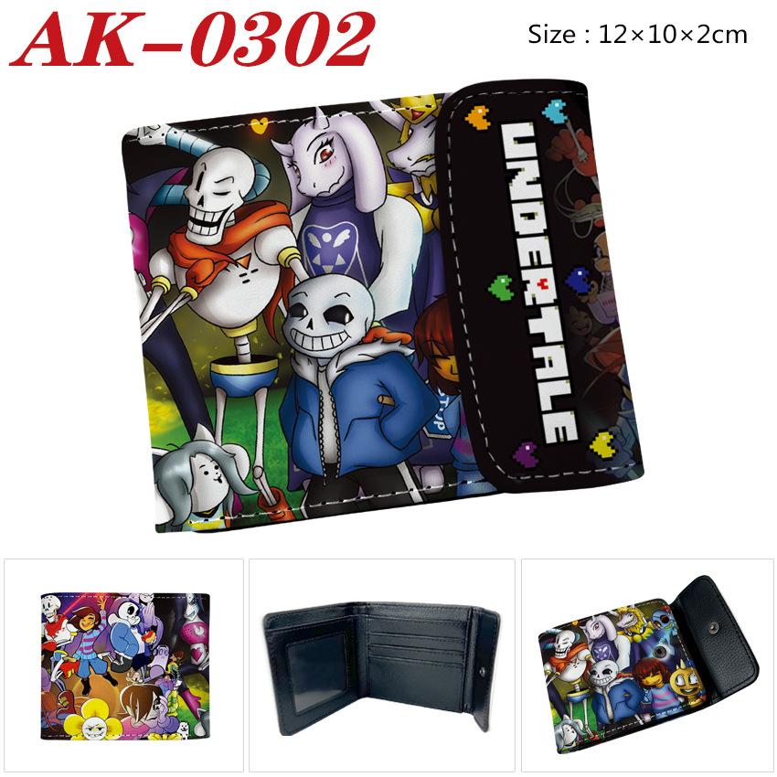 Undertale Anime Wallet Full Color PU Leather Short Card Holder Snap Clutch Purse for Students Men Women