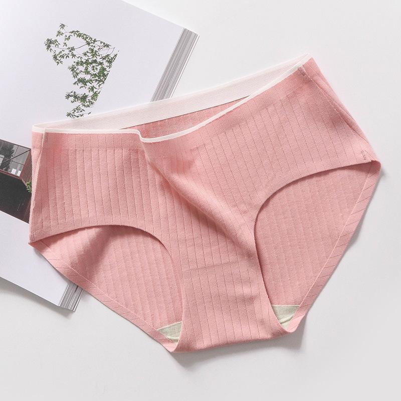 Mid Waist Cotton Panties Women's Underwear Traceless Panty Triangles Solid Colour Panties