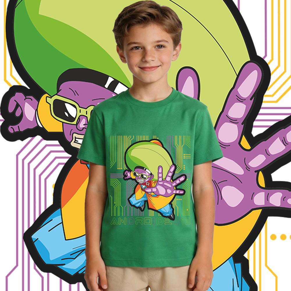 Dbz Android 15 Anime Print Cotton T Shirt for Boys and Girls Breathable Kids Casual Wear
