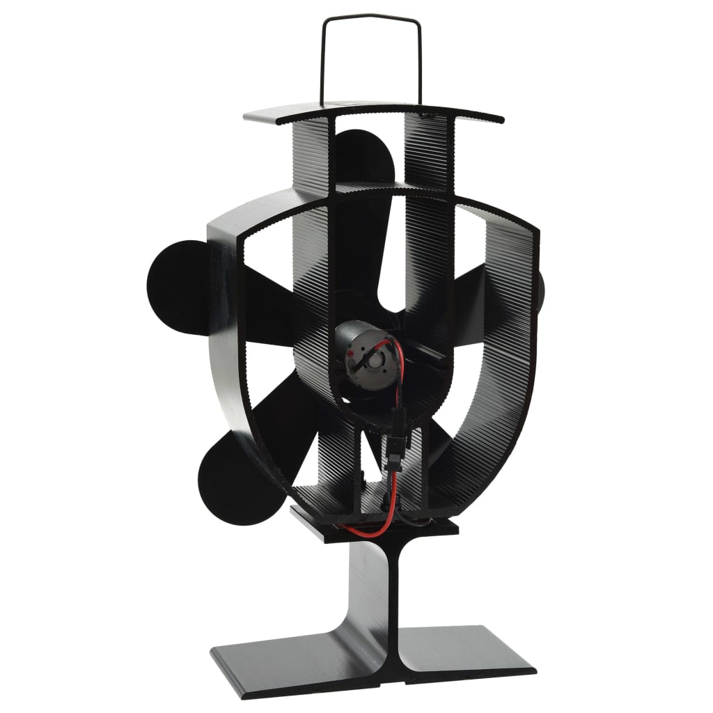 Heat Operated Stove Fan with 5 Blades Black