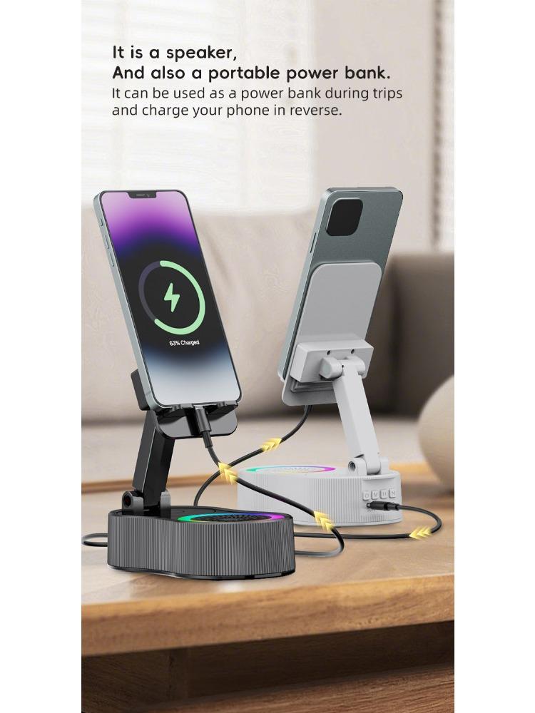 1Pc Smart Sensor Phone Holder Wireless Bluetooth Speaker Home Office Live Streaming Charging 5-in-1 Speaker
