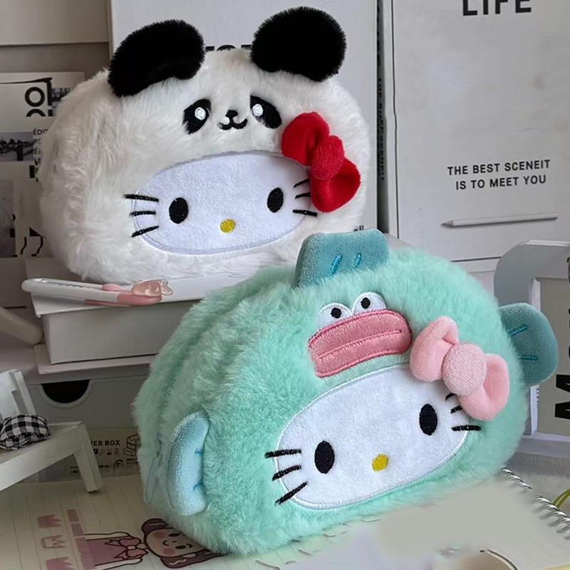 Kawaii Hello Kitty Astuccio Peluche Cartone Animato Borsa Trucco Grande Capacità Cancelleria Cosmetici Astuccio Portapenne Borsa Portaoggetti Regalo