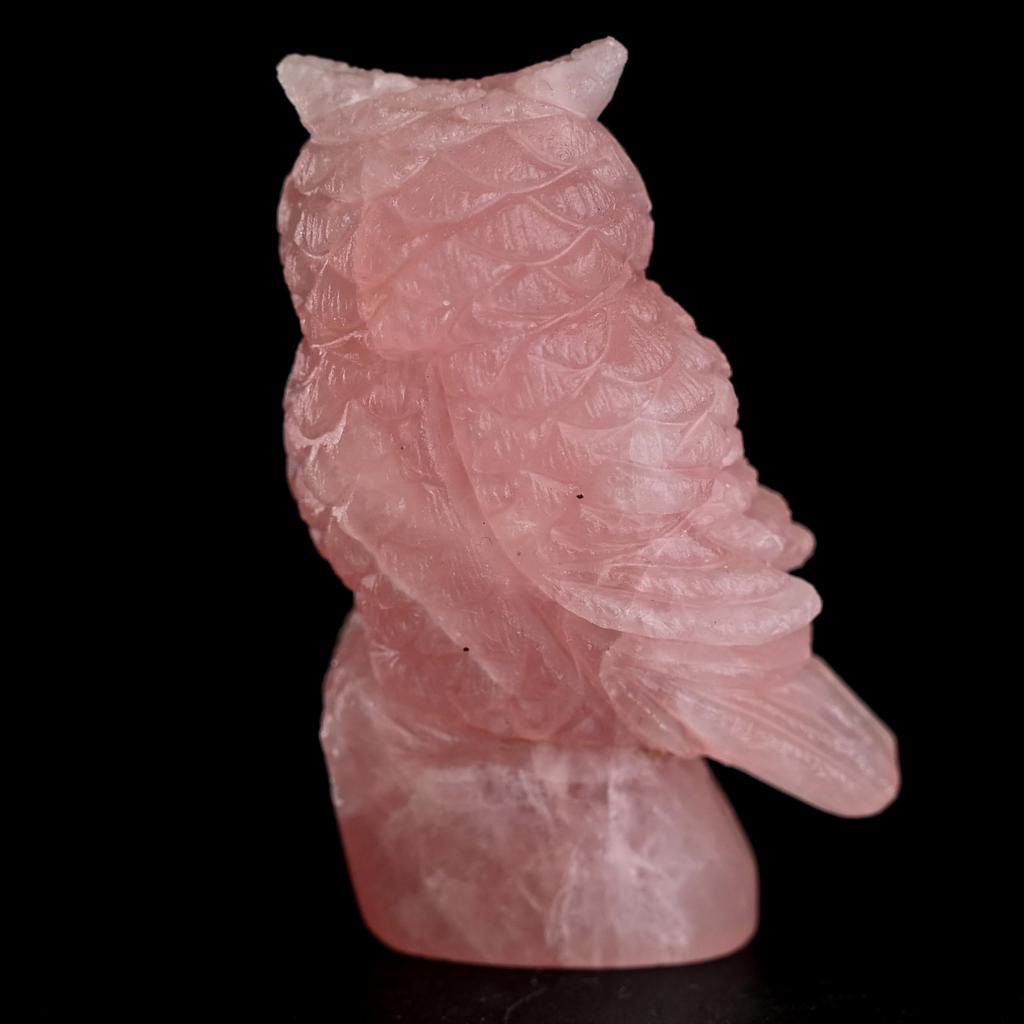 Natural Rose Quartz Owl Power Item Shipped As Owl Good Interior Sculpture, 57mm, One-of-a-Kind, Ornament, Stone, Is, Object, Fortune, Decor,