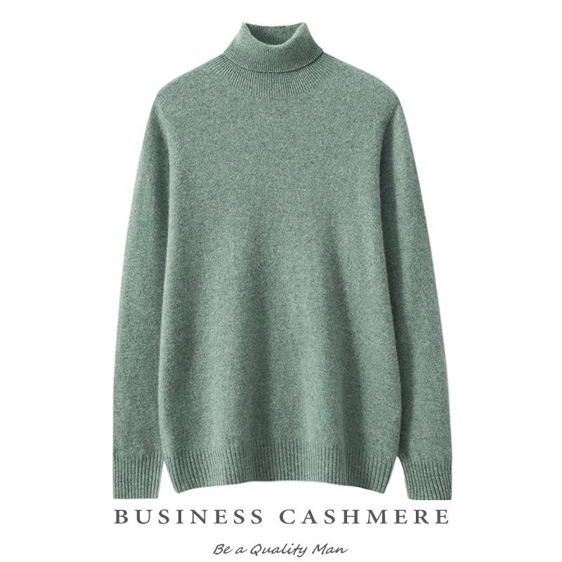 Men's Plus Size High Collar Cashmere Sweater - Thick Winter Knitwear