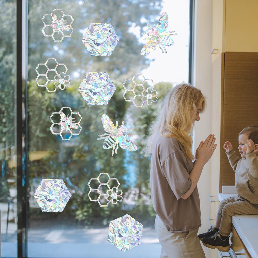 16Pcs Rainbow Suncatcher Window Clings Anti Collision Window Stickers Decals for Birds