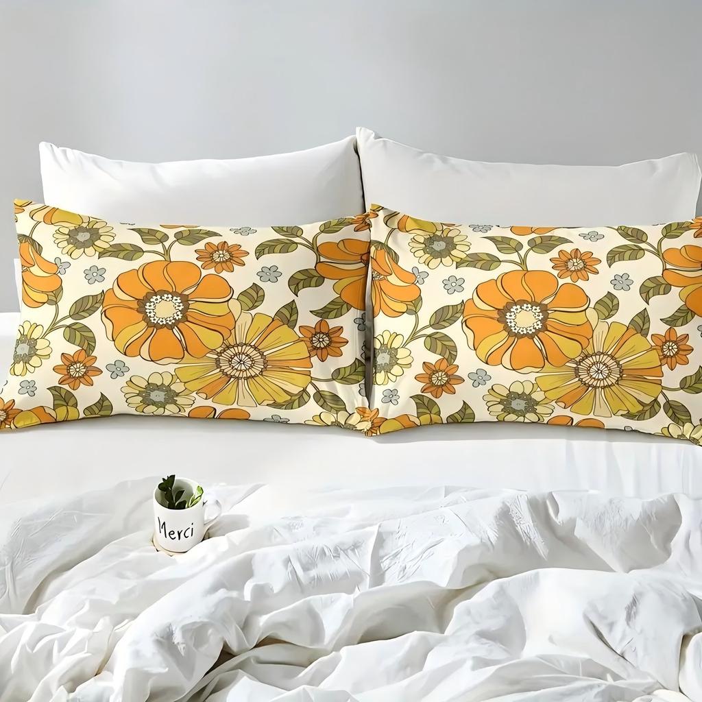 Yellow Flowers Pattern 3D Printed Duvet Cover Elegant Rural Style Bedding Set Soft Comfortable Breathable Luxury Quilt Cover Set