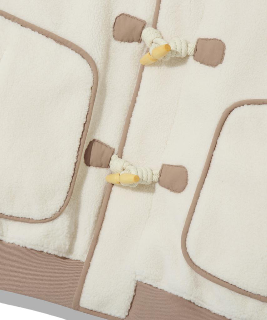 Trillion Unisex Fleece Duffle Hooded Coat Jacket [Ivory]