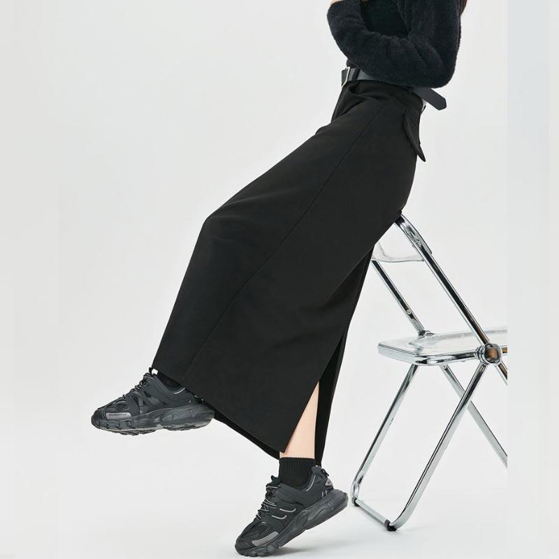 Woolen Skirt for Women Autumn Winter High-waist Slim Fit Straight Hip-hugging Long Skirt Vintage Clothing Y2k Japanese Style