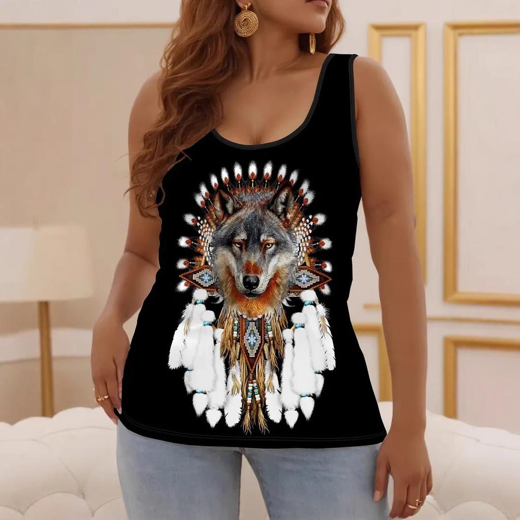Summer New Casual Versatile Fashion Colorful Animal Patterns Large Size Vest Comfortable Women's Loose Breathable Sleeveless Vest