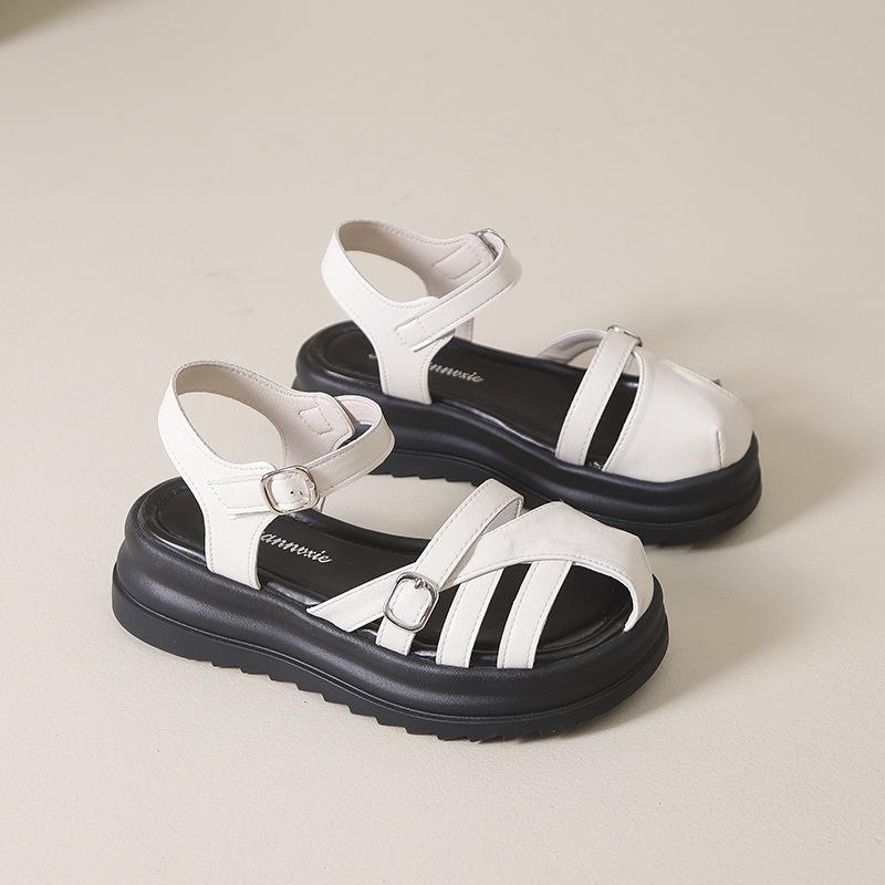 

2025 новые летние красивые сандалии на платформе с сумкой на носке, женская универсальная обувь для ношения с юбками, обувь-клетка 41