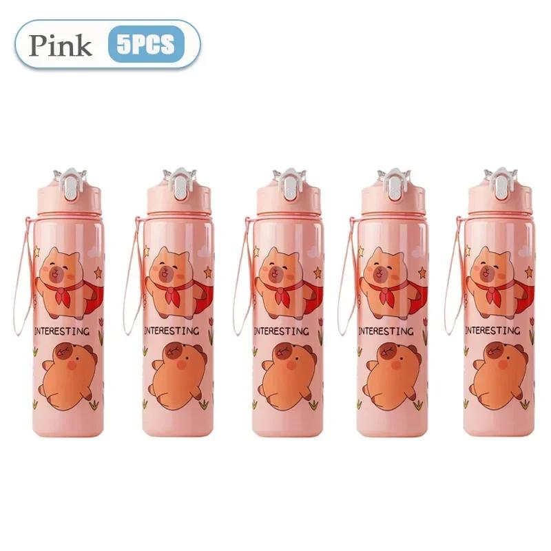 Capybara Straw Cup Kids Water Bottle Large Capacity Cute Capybara Cartoon Sippy Cup with Straw Portable for Children
