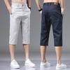 Summer Mens Cotton  Cropped Pants Fashion Casual Loose  Leg Straight Trouser Vintage Calf-Length Shorts Streetwear