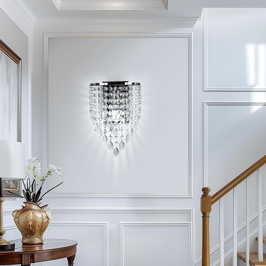 Chrome Crystal Wall Light E14 Modern Luxury Design K9 Crystal & Chrome Metal for Living Room Bedroom Restaurants