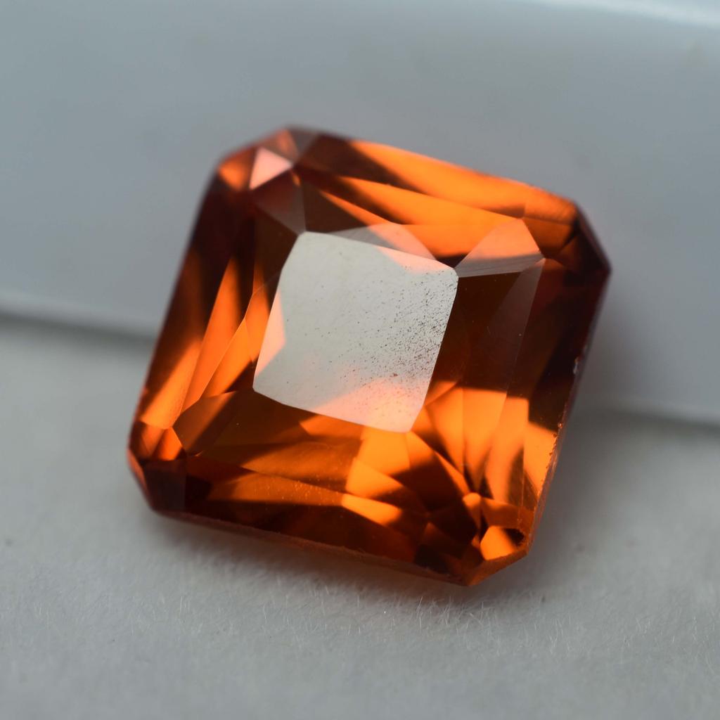 Orange Ceylon Sapphire Square Cut 10.23 Ct Natural CERTIFIED Loose Gemstone 6801